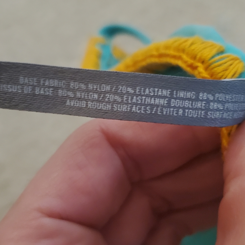 Aerie Aqua Yellow Stitch High Neck Swim Top - Picture 6 of 6
